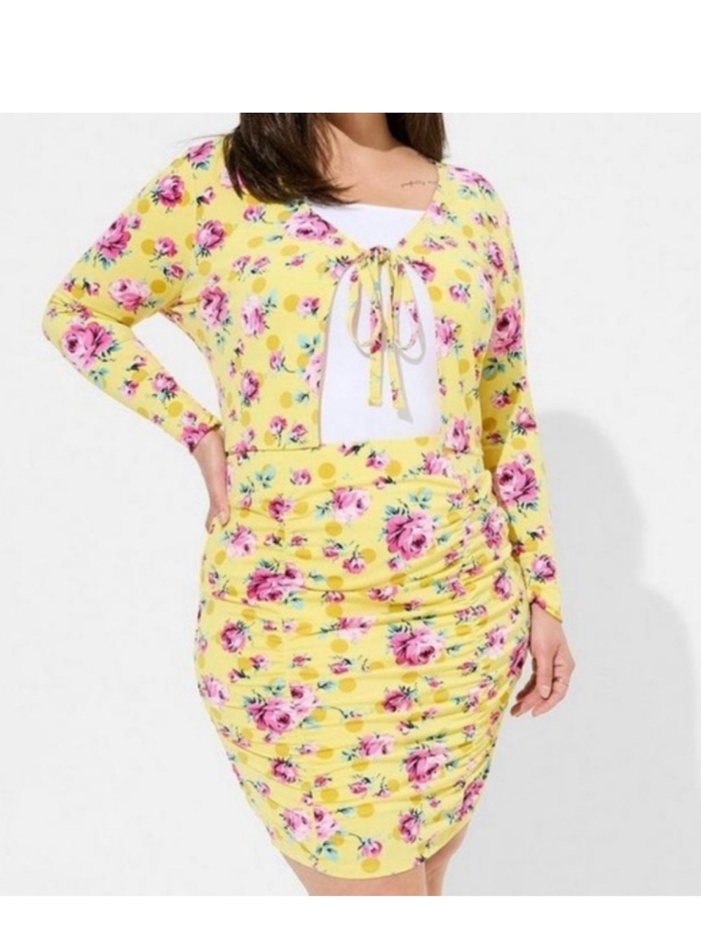 Betsey Johnson x Torrid Yellow Floral Polka Dot Matching Skirt Set